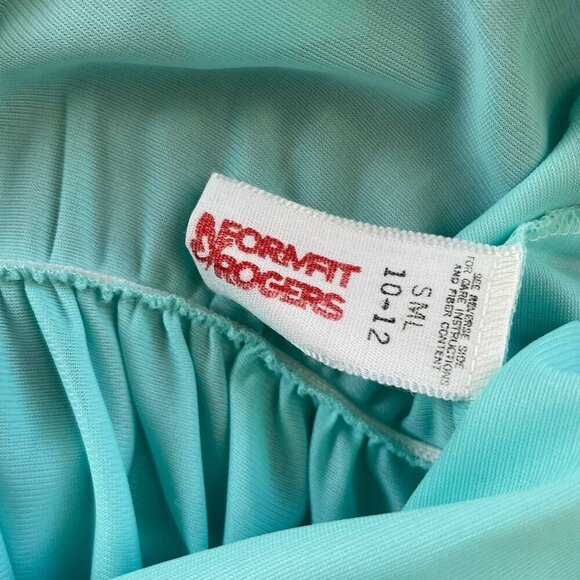 Vintage 1970s Formfit Rogers Womens Nightgown Sz Small Tiffany Blue Nylon Lace - Picture 11 of 11